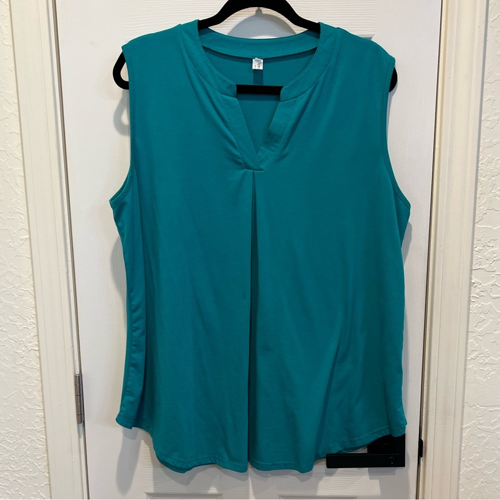 New Choice Women’s V Neck Tank Top 2XL Teal Blue